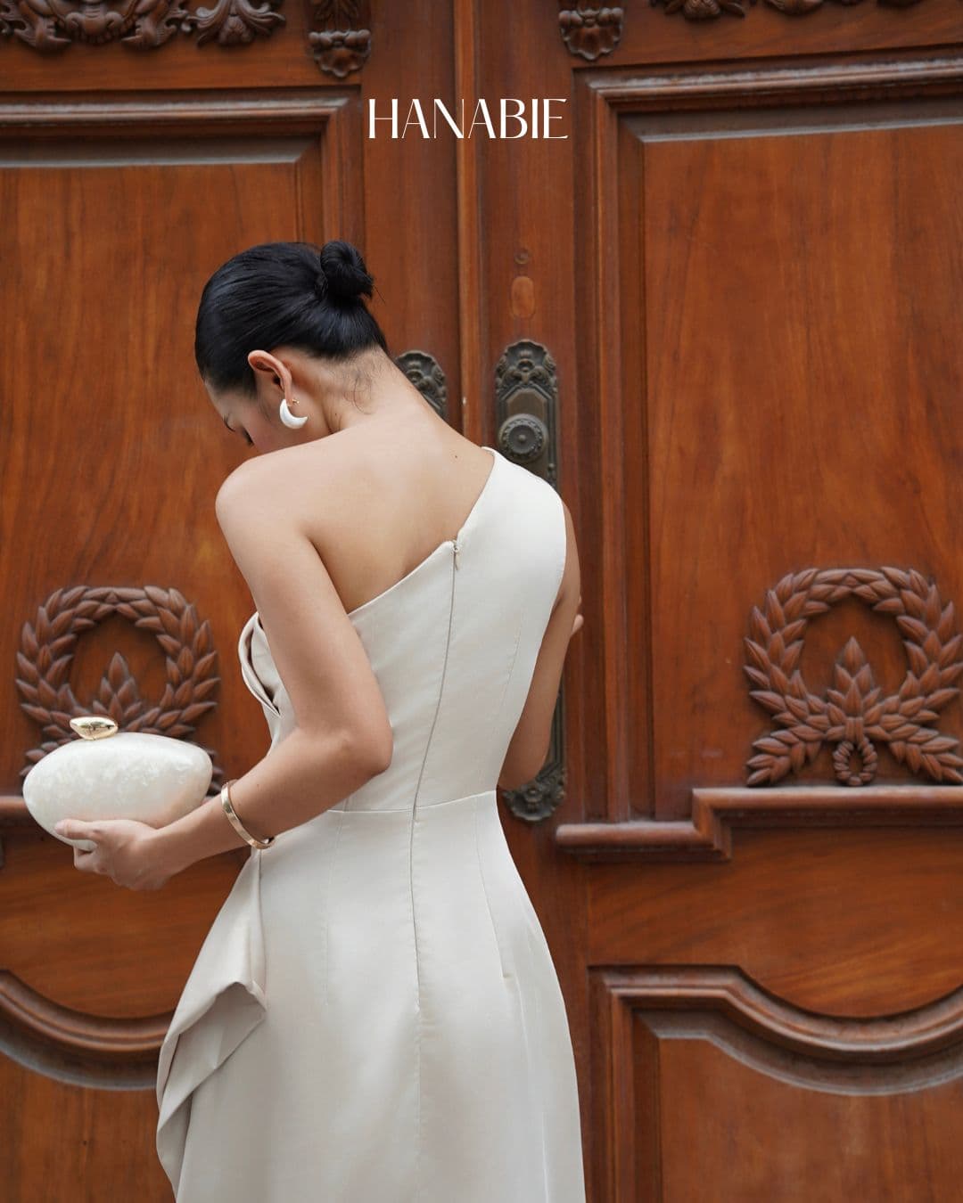 Aurelie Draped Satin Gown - HANABIE